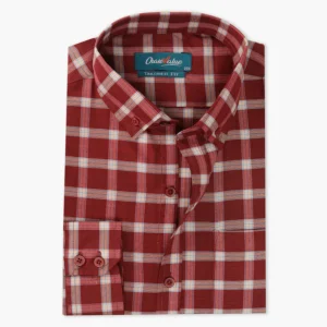 Men's Formal Check Shirt - Maroon